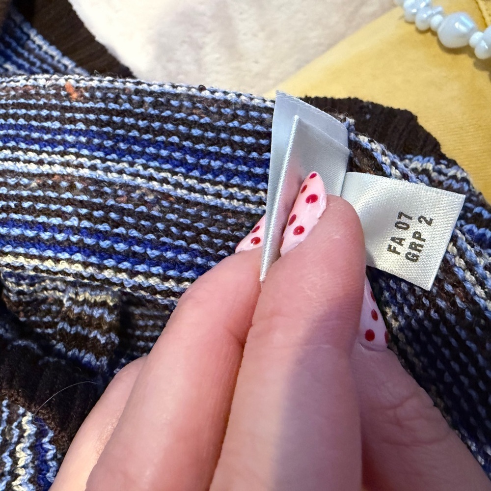 St John Sport Striped Cowl Neck Sweater - Blue and Brown - Picture 9 of 9